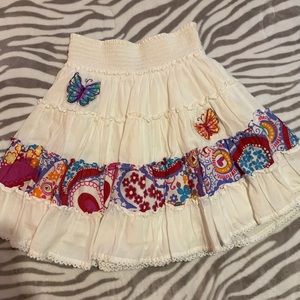 White Butterfly Girls Flowy Skirt